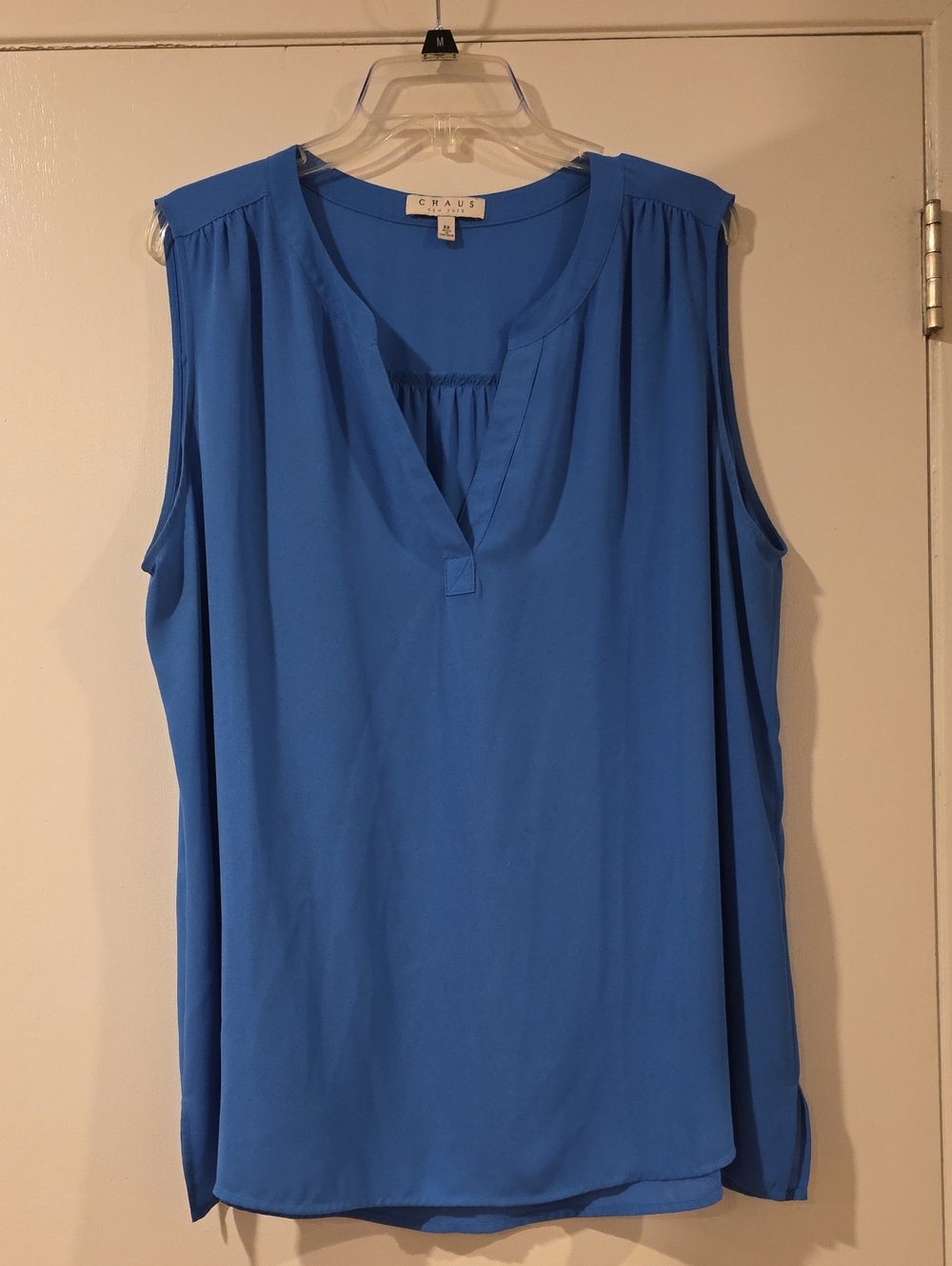Chaus Sleeveless V-Neck Blouse in Bright Blue
